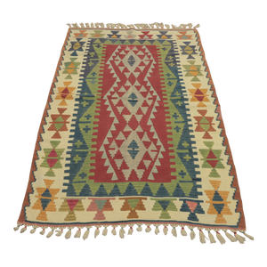 1970s Tribal Style Geometric Design Handmade Oushak Kilim Rug