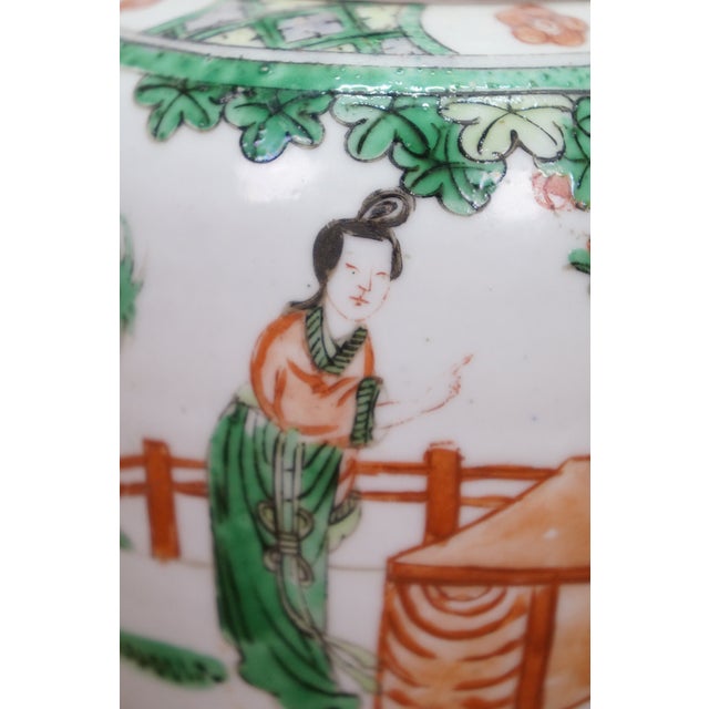 Ceramic 2 Antique Chinese Qing Famille Verte Porcelain Ginger Jars Mantel Urns For Sale - Image 7 of 18
