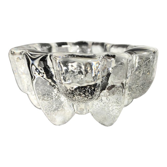 Modern Moulded Heavy Fine Glass Bowl For Sale