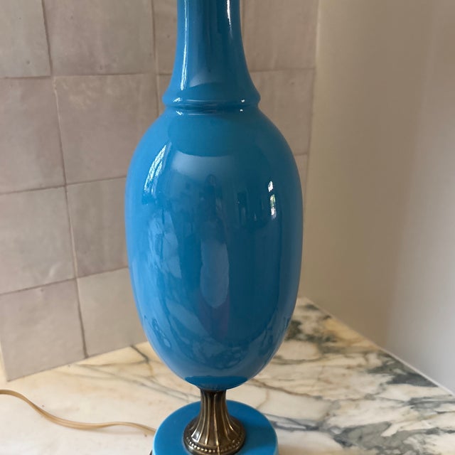 1950s 1950s French Style Blue Porcelain Table Lamp For Sale - Image 5 of 12