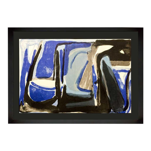 Bram Van Velde Original Lithograph, 1975 Ltd Ed. With Custom Archival Frame For Sale