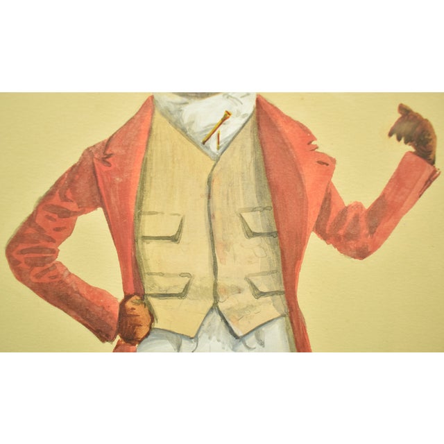 Late 19th Century "Dapper Huntsman" C1894 Watercolour by Reginald ? For Sale - Image 5 of 5