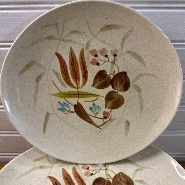 1950s Mid-Century Modern Red Wing Pottery "Random Harvest" Futura Lunch Plates - Set of 6 For Sale - Image 10 of 10