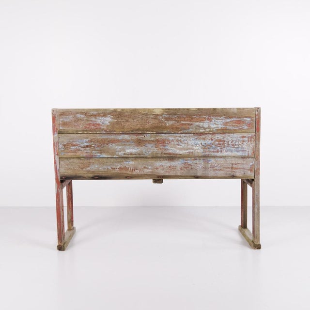Red Bench in Pine Wood, 1860s For Sale - Image 4 of 8