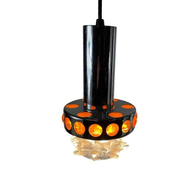 Space Age Pop Art Chromed and Orange Hanging Light, 1970s For Sale - Image 9 of 9