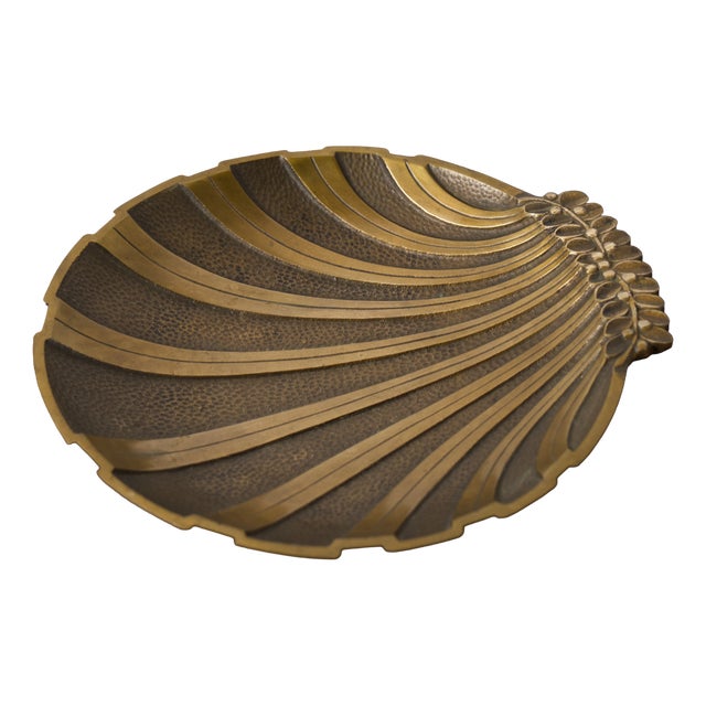 Art Deco Scallop Bronze Bowl by Niels Dam Ravn for Nordisk Malm, Denmark, 1930s For Sale