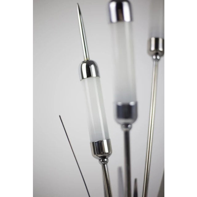 Reeds Table Lamp in Chromed Metal and Alabaster, 1980s For Sale - Image 3 of 8