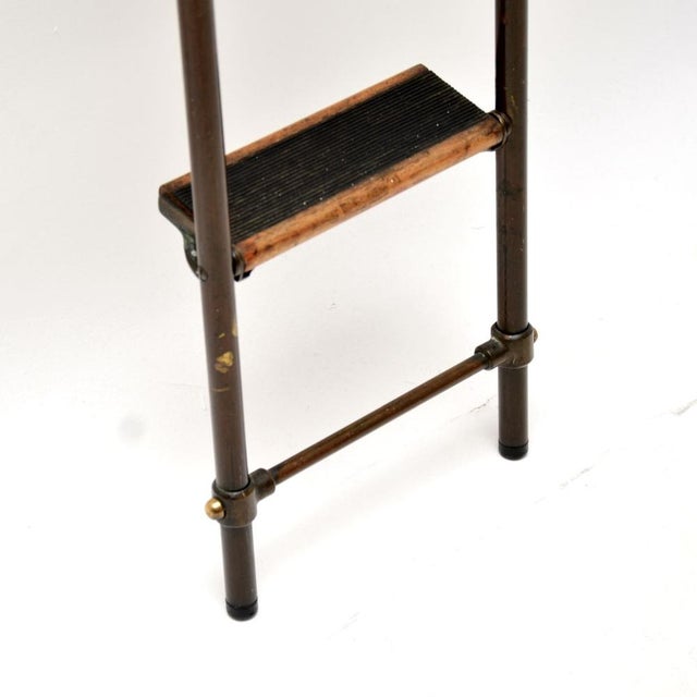 Antique Victorian Brass Library Steps Ladder, 1890s For Sale - Image 11 of 14