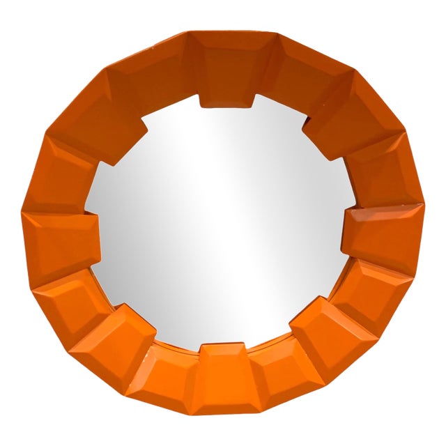 Large Abstract Orange Over Mantel Wall Mirror from Theodore Alexander, 2000s For Sale