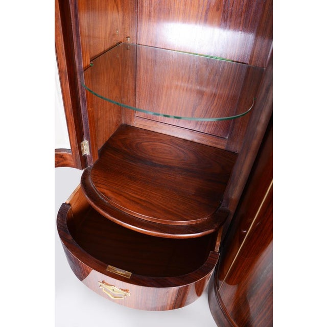 Art Deco Oval-Shaped Sideboard in Rosewood & Original Glass and Mirror, Czech, 1920s For Sale - Image 10 of 18