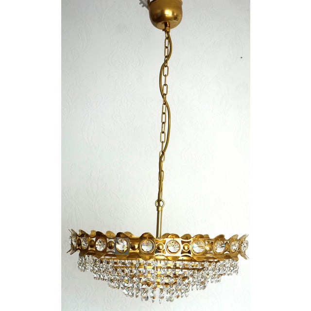 Brass-Lead Crystal Chandelier by Joska Bodenmais, 1970s For Sale - Image 6 of 12