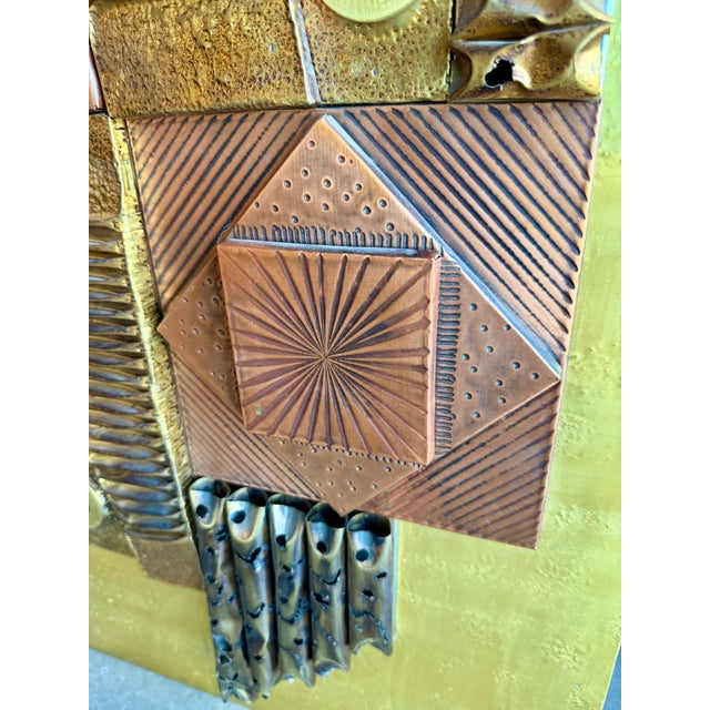 Vintage 1970s Stephen Chun Brutalist Mixed Metal Wall Sculpture Mid Century Modern For Sale - Image 13 of 18