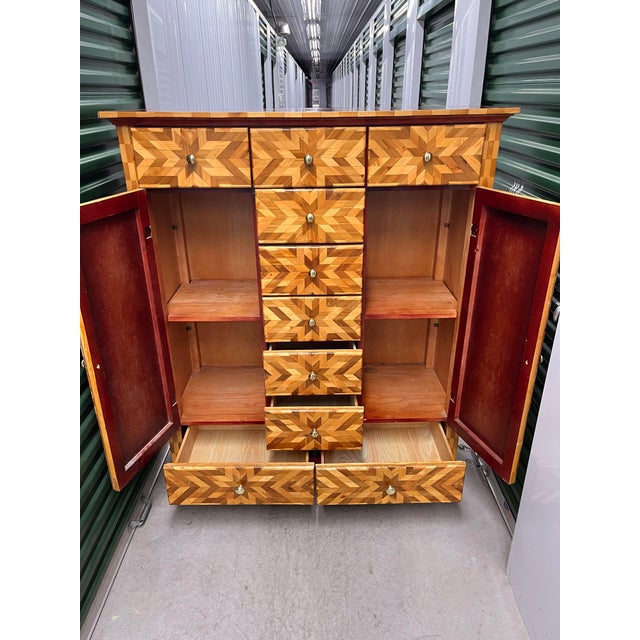 Mid-Century Modern Substantial Vintage Parquetry Chest of Drawers For Sale - Image 3 of 5