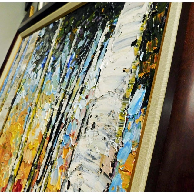 Maya Eventov Aspen Trees Original Acrylic Painting on Canvas Custom Framed Art For Sale In Denver - Image 6 of 10