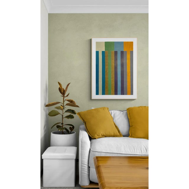 Contemporary Color Pencil Drawing With Blue and Bronze For Sale - Image 3 of 7