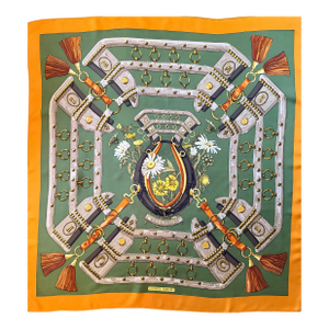 Hermès Aux Champs 1990 Silk Scarf Designed by Cathy Latham