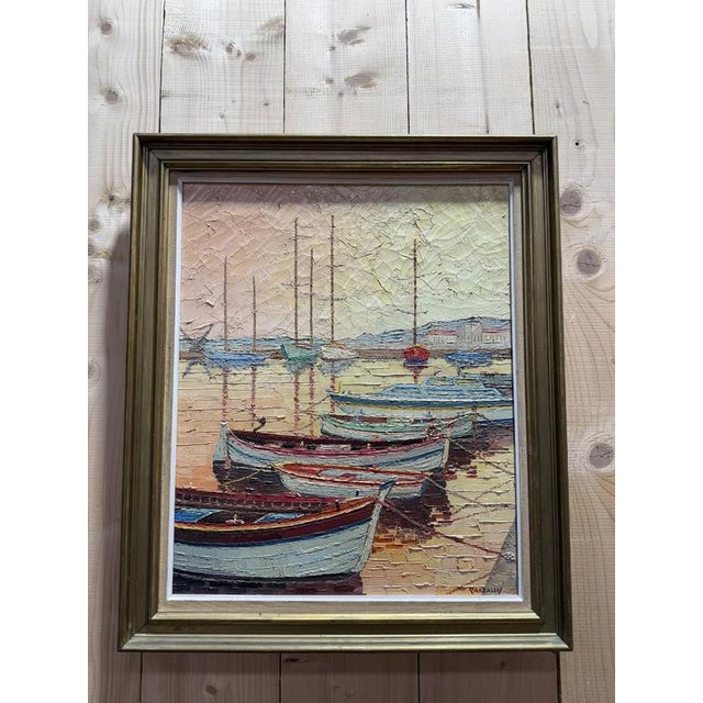 Pascalin, Boats at the Quay, Oil on Canvas, Framed For Sale - Image 5 of 5