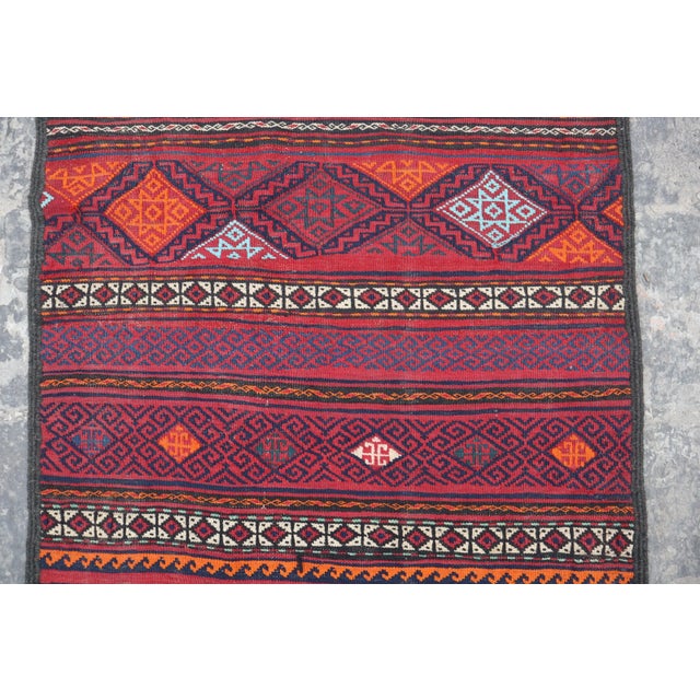 Vintage Afghan Tribal Flat Weave Runner Rug For Sale - Image 6 of 6