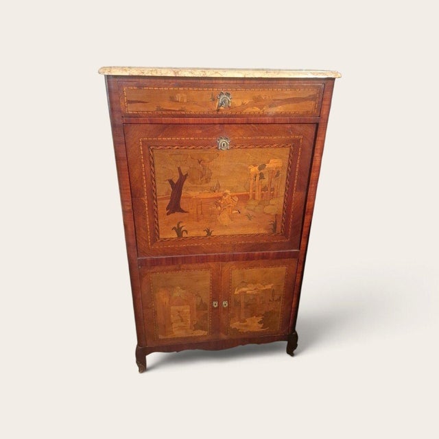 Louis XV Wooden Marquetry Secretary, 1950 For Sale - Image 11 of 11