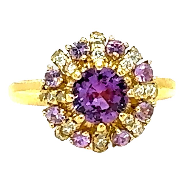1.46 Carat Gia Certified Pink Sapphire Diamond Yellow Gold Ring, Size 7 For Sale