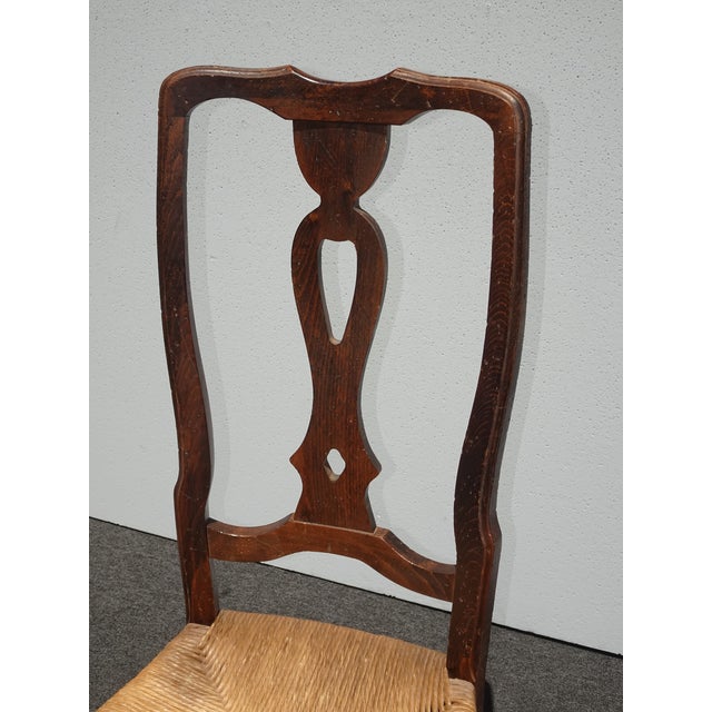 Wood Set of Eight Vintage French Country Rush Seat Dining Chairs For Sale - Image 7 of 16