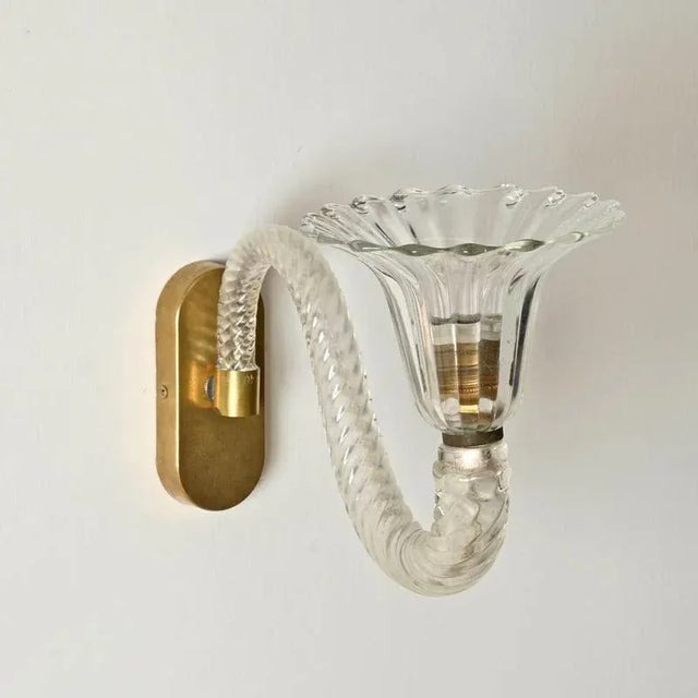 1950s Murano Glass and Brass Flower Sconces from Barovier - Set of 2 For Sale - Image 15 of 18
