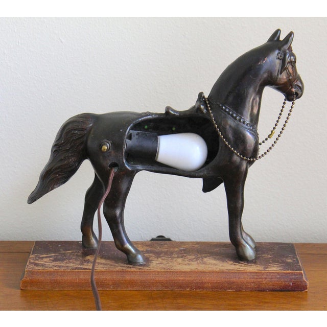 Metal Vintage Mid-Century Western Horse Tv Lamp With Jeweled Saddle Accent, Circa 1950s–1960s For Sale - Image 7 of 13