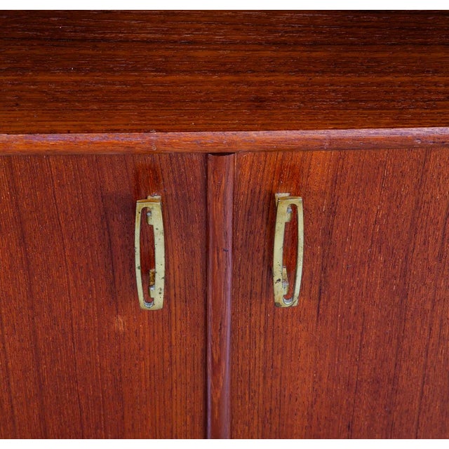 Brown 1960s Mid Century Danish Modern Corner Cabinet Unit Teak Denmark Hutch Brass For Sale - Image 8 of 12