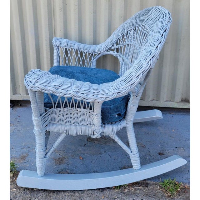 Early 20th Century Early 20th Century Childs Bar Harbor Wicker Rocking Chair For Sale - Image 5 of 8