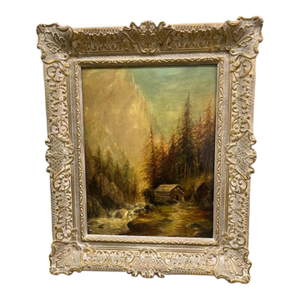 Early 20th Century Framed Scenic Tranquil Oil Painting Unsigned