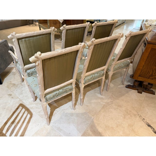 Italian Late 20th Century Italian Regency Carved Faux Bois Cerused Dining Chairs - Set of 6 For Sale - Image 3 of 9