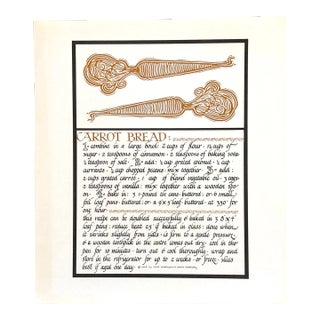 David Goines/Chez Panisse Mid Century Linocut, Out of Print, Carrot Bread For Sale