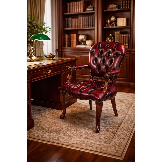 Traditional Luxury Tufted Leather Executive Chair – Handcrafted, Timeless Elegance For Sale - Image 3 of 4