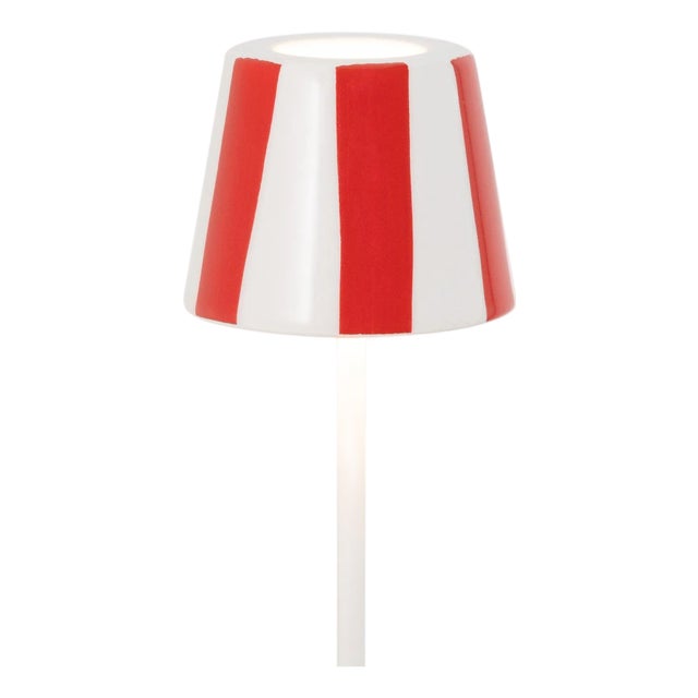 Zafferano Ceramic Red Striped Shade for Poldina Micro Lido Lamp For Sale