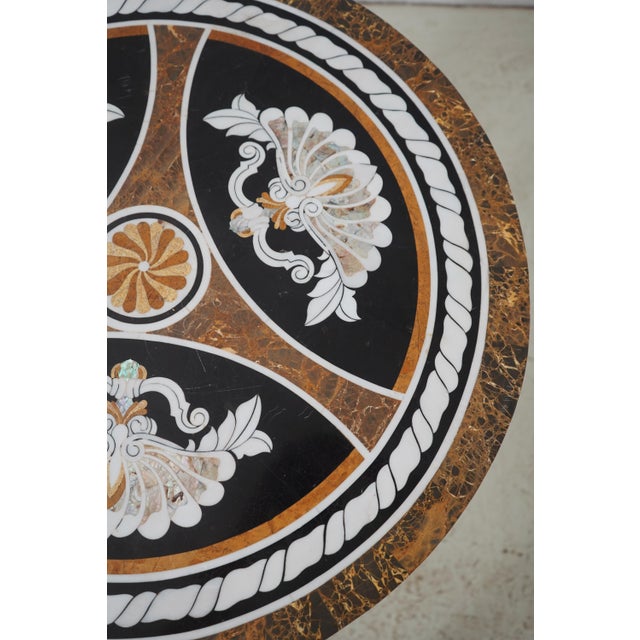 Italian Vintage Pietra Dura Marble Round Table For Sale - Image 10 of 15