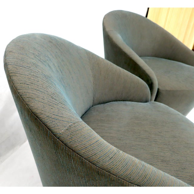 Pair of Barrel Back Tub Swivel Lounge Slipper Chairs Milo Baughman Style For Sale - Image 10 of 11