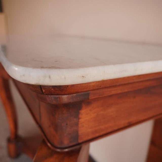 Marble and Walnut Console Table For Sale - Image 11 of 18