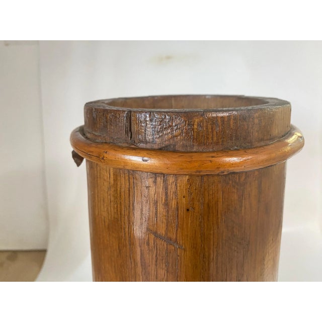 Vintage Wood and Rattan Umbrella Stand, 1950s For Sale - Image 10 of 11