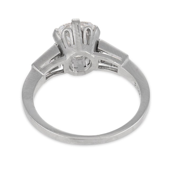 Mid Century Gia 1.15 Carat Old Mine Cut Diamond Platinum Engagement Ring, Size 4.5 For Sale In Los Angeles - Image 6 of 8