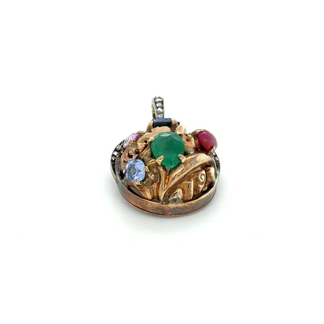 Mid-Century Modern Vintage, Seaman Schepps Diamond and Multigem Pendant For Sale - Image 3 of 8