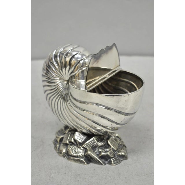 Silver Antique Victorian Silver Plated Nautilus Figural Shell Form Spoon Warmer For Sale - Image 8 of 15