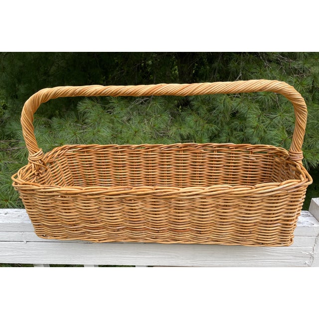 Brown Vintage XXL Handwoven Basket 30" X 16" For Sale - Image 8 of 9