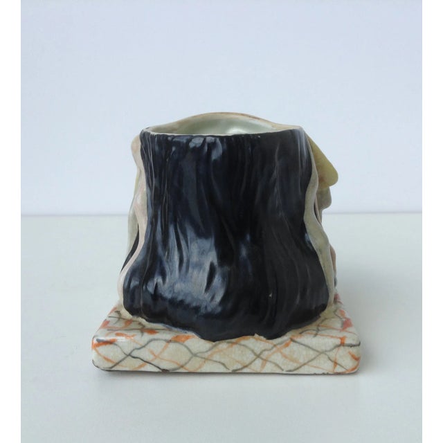 Light Yellow Vintage Mid-Century Ceramic Crackle Native American Style Chief Style Pencil Holder For Sale - Image 8 of 11