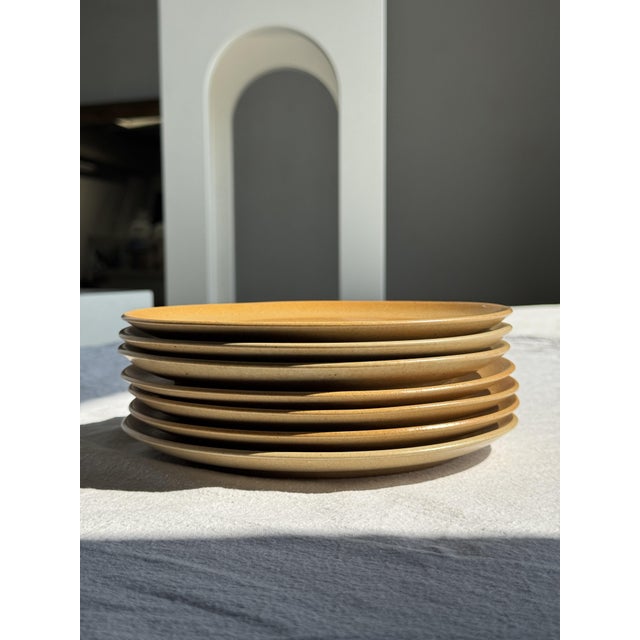 Vintage Orange Stoneware Dessert Plates D20, 1980s, Set of 7 For Sale - Image 6 of 15