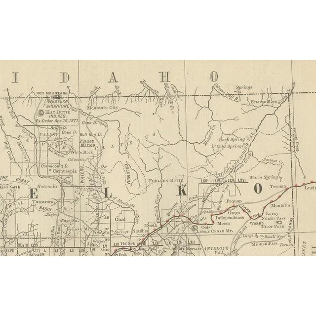 Antique Map of Nevada Railroads with Mining Camps and Counties, 1888 For Sale - Image 6 of 10