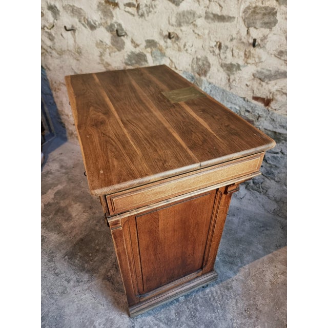 Antique French Oak Shop Counter Kitchen Island on Castors, 1880 For Sale - Image 16 of 18