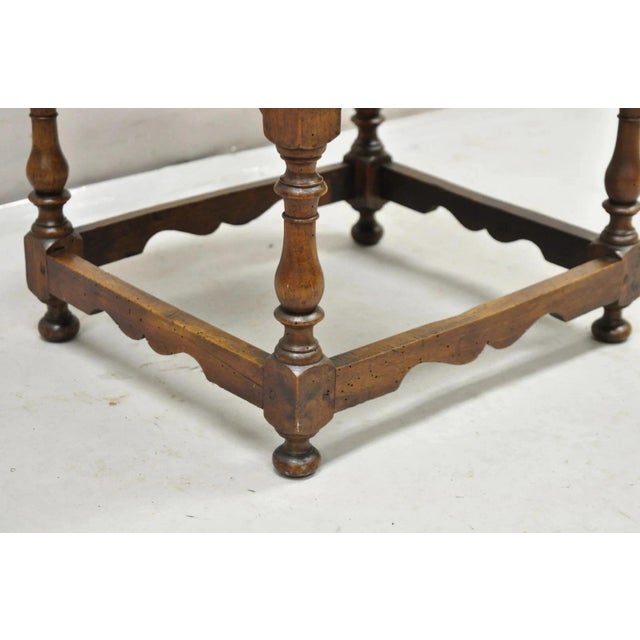 Antique Italian Renaissance Turn Carved Walnut Tapestry Small Childs Side Chair For Sale - Image 10 of 12