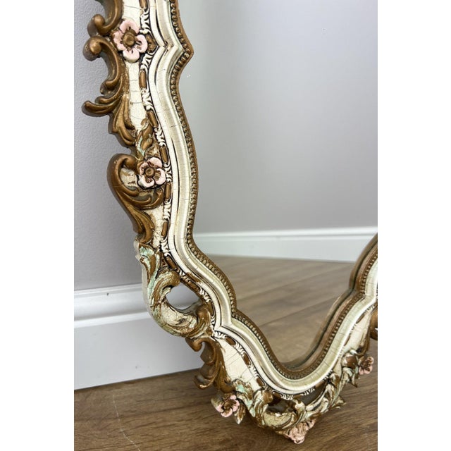 Vintage French Shabby Chic Ornate Wall Mirror For Sale - Image 4 of 11