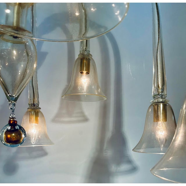 1990s Myran Allan Luxury Lighting Modern Venetian Murano Hand Blown Gol Murine Chandelier For Sale In Atlanta - Image 6 of 6