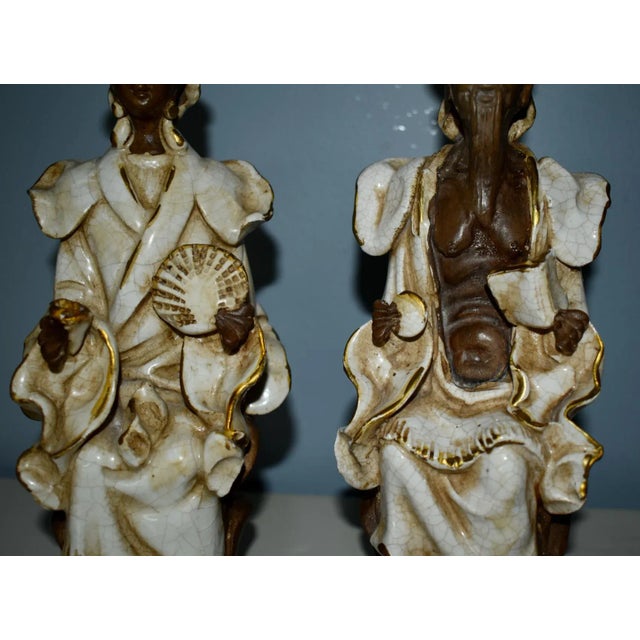 Vintage Pair of Italian Made Asian Figures For Sale - Image 10 of 12